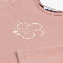 Mayoral-Girls Dusky Pink Diamanté Tee | Childrensalon Outlet