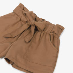 Mayoral-Хлопковые шорты с бантом для девочек в природных тонах | Childrensalon Outlet