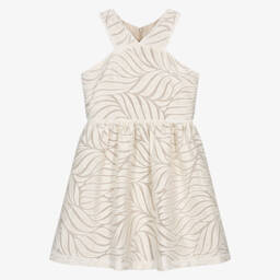 Mayoral-فستان أنيق من الأورجانزا البيج للبنات | Childrensalon Outlet