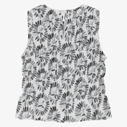 Mayoral-Girls Elegant Black Ruched Floral Blouse | Childrensalon Outlet