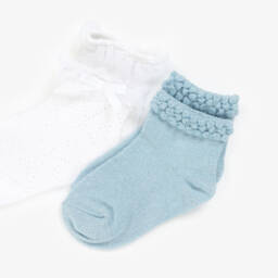 Mayoral-Girls' Elegant Blue & White Socks Set | Childrensalon Outlet