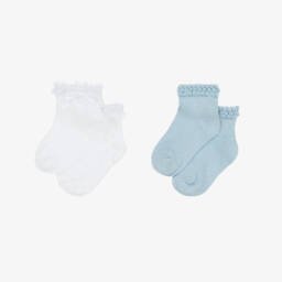 Mayoral-Girls' Elegant Blue & White Socks Set | Childrensalon Outlet