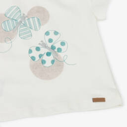Mayoral-Girls Elegant Ivory Butterfly Tee | Childrensalon Outlet