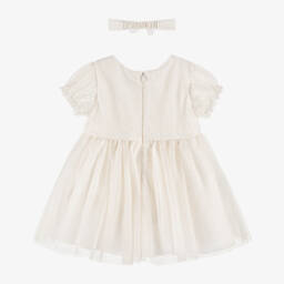 Mayoral-Girls Elegant Ivory Dress Ensemble | Childrensalon Outlet