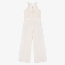 Mayoral-Girls Elegant Ivory Halterneck Romper | Childrensalon Outlet