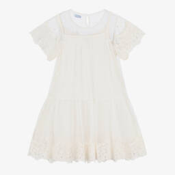 Mayoral-Элегантное кремовое платье из тюля для девочек | Childrensalon Outlet