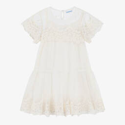 Mayoral-Элегантное кремовое платье из тюля для девочек | Childrensalon Outlet