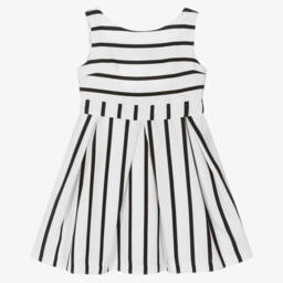 Mayoral-Girls Elegant Monochrome Stripe Dress | Childrensalon Outlet