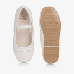 Mayoral-Girls Elegant White Floral Flats | Childrensalon Outlet