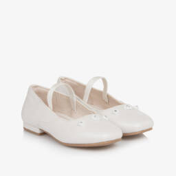 Mayoral-Girls Elegant White Floral Flats | Childrensalon Outlet