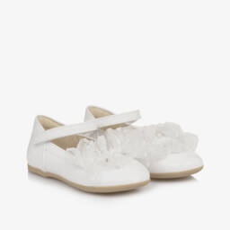 Mayoral-Girls Elegant White Organza Ruffle Shoes | Childrensalon Outlet