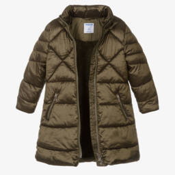 Mayoral-Зеленый пуховик с капюшоном для девочек | Childrensalon Outlet