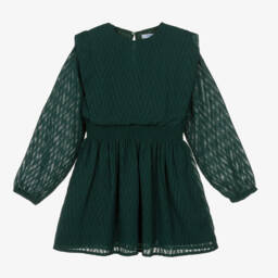 Mayoral-Girls Emerald Zigzag Chiffon Dress | Childrensalon Outlet
