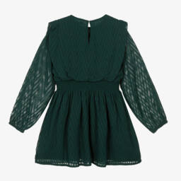 Mayoral-Girls Emerald Zigzag Chiffon Dress | Childrensalon Outlet