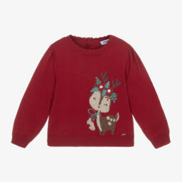 Mayoral-Girls Festive Red Knit Sweater | Childrensalon Outlet
