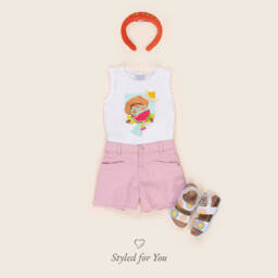 Mayoral-Girls Frilly White Graphic Tee | Childrensalon Outlet