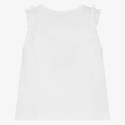 Mayoral-Girls Frilly White Graphic Tee | Childrensalon Outlet