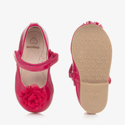 Mayoral-Girls Fuchsia Pink Patent Flower Shoes | Childrensalon Outlet