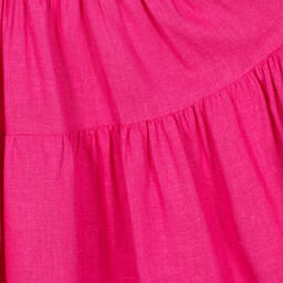 Mayoral-فستان كتان وفيسكوز بطبقات لون زهري فيوشيا | Childrensalon Outlet