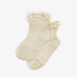 Mayoral Newborn-Girls Gilded Lace Trim Socks | Childrensalon Outlet