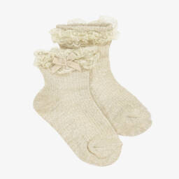 Mayoral Newborn-Girls Gilded Lace Trim Socks | Childrensalon Outlet