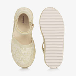 Mayoral-Girls Glittering Ivory Lace Flats | Childrensalon Outlet