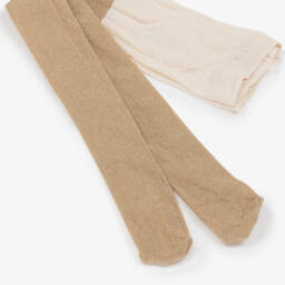 Mayoral-Girls Glittery Gold Tights | Childrensalon Outlet