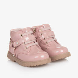 Mayoral-Girls Glossy Pink Faux Leather Boots | Childrensalon Outlet