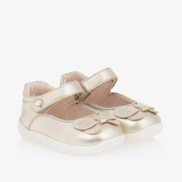 Mayoral-Girls Gold Leather First Walker Shoes | Childrensalon Outlet