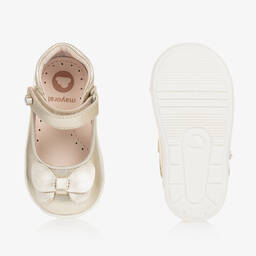 Mayoral-Girls Gold Leather First Walker Shoes | Childrensalon Outlet