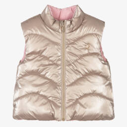 Mayoral-Розово-золотистый двусторонний жилет | Childrensalon Outlet