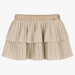 Mayoral-Girls Gold Pleated Glitter Skirt | Childrensalon Outlet