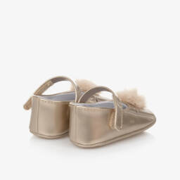 Mayoral Newborn-Girls Gold Pom-Pom Walker Shoes | Childrensalon Outlet