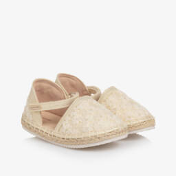 Mayoral-Girls Golden Floral Lace Espadrilles | Childrensalon Outlet