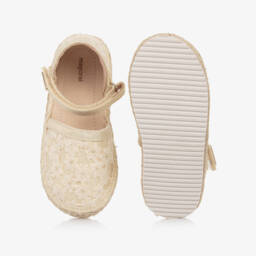 Mayoral-Girls Golden Floral Lace Espadrilles | Childrensalon Outlet