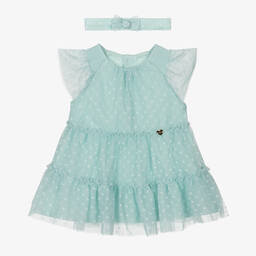 Mayoral-Girls Green Cotton & Tulle Dress Set | Childrensalon Outlet