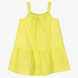 Mayoral-Girls Green Embroidered Cotton Dress | Childrensalon Outlet