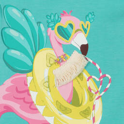 Mayoral-Girls Green Flamingo Cotton Dress | Childrensalon Outlet