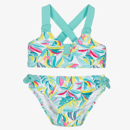مايورال-مايو بيكيني أطفال بناتي لون أخضر بطبعة ورود | Childrensalon Outlet
