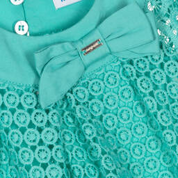 مايورال-فستان أطفال بناتي دانتيل جوبير لون أخضر أكوا | Childrensalon Outlet