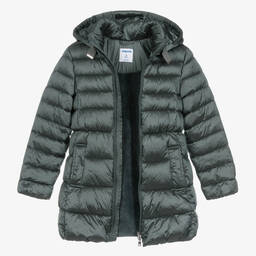 Mayoral-Girls Green Hooded Puffer Coat | Childrensalon Outlet