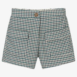 Mayoral-Зеленая юбка-шорты в гусиную лапку для девочек | Childrensalon Outlet