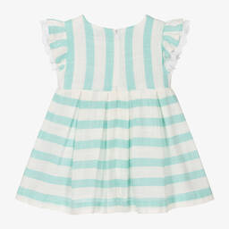 مايورال-فستان مزيج فيسكوز مقلم لون أخضر وعاجي | Childrensalon Outlet