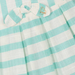 مايورال-فستان مزيج فيسكوز مقلم لون أخضر وعاجي | Childrensalon Outlet