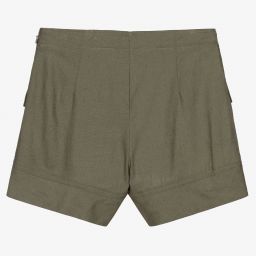 Mayoral-Зеленые льняные шорты для девочек | Childrensalon Outlet