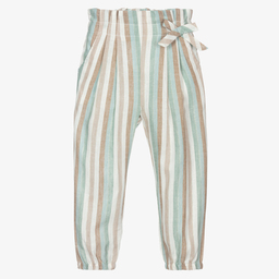 Mayoral-Girls Green Linen Trousers | Childrensalon Outlet