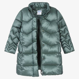 Mayoral-Girls Green Long Puffer Coat | Childrensalon Outlet