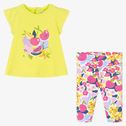 Mayoral-Зеленый топ и розовые легинсы из хлопка | Childrensalon Outlet