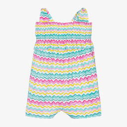 Mayoral-Girls Green & Pink Zig Zag Cotton Playsuit | Childrensalon Outlet