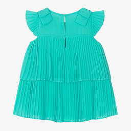 Mayoral-Girls Green Pleated Crêpe Chiffon Dress | Childrensalon Outlet